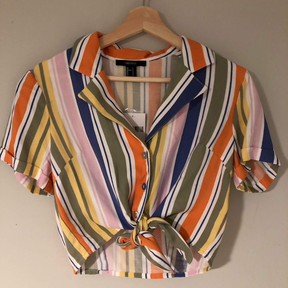Forever 21 Button Up Crop Top